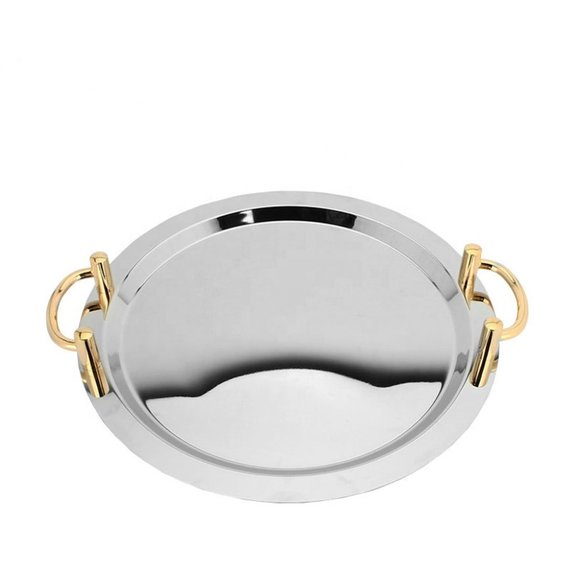 Stainless Steel Gold Handle Tray - Picture 1 of 5